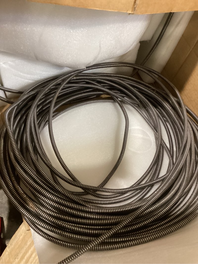 Condition photo showing As Is for garvee 100ft 1/2 inch cable drain cleaner machine, 450w auto feed portable electric sewer snake, electric drain auger with 6 cutter air-activated foot switch for 2" to 4" pipes