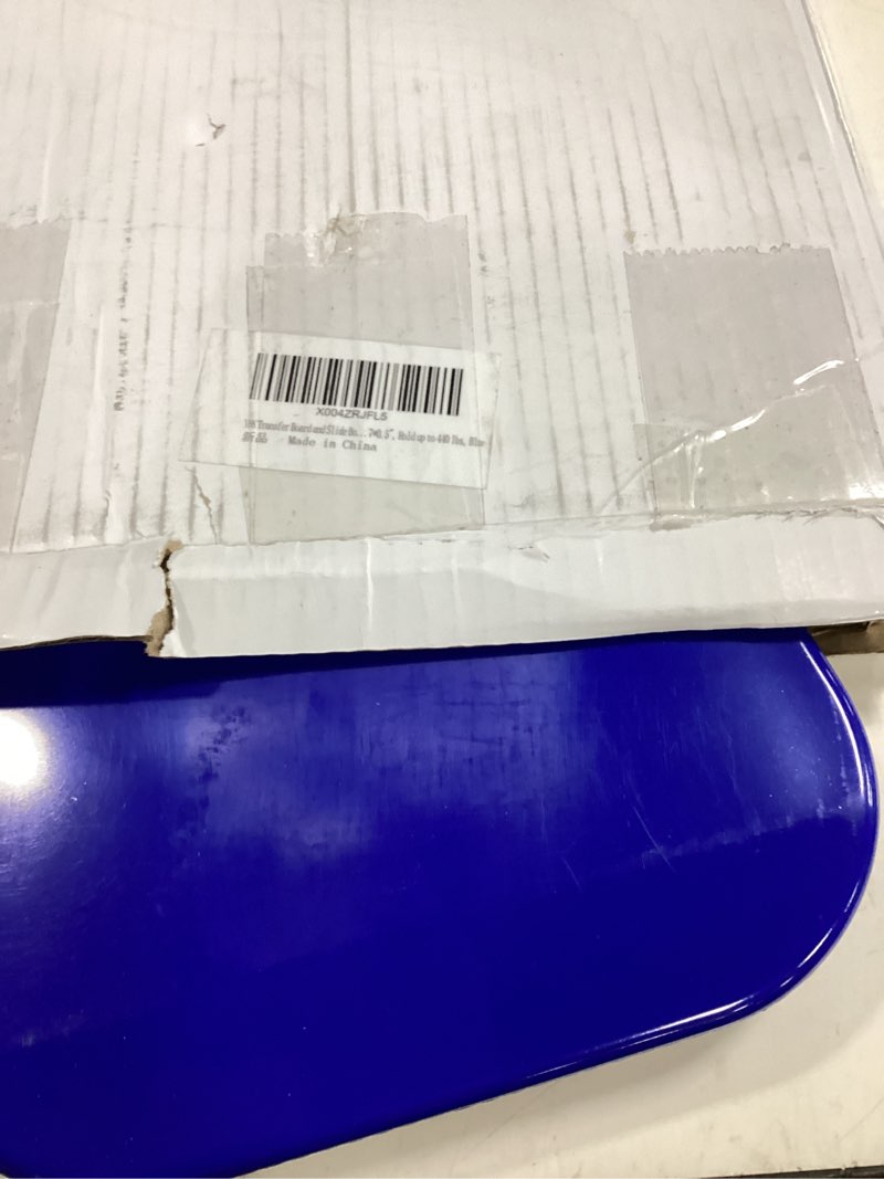 Condition photo showing As Is for yhk transfer board and slide board for transferring, sliding board transfer to wheelchair, sliding transfer board transfer to bed, car, toilet, sliding board 26.7*7.7*0.47", hold up to 440 lbs, blue slide transfer board 26.7"