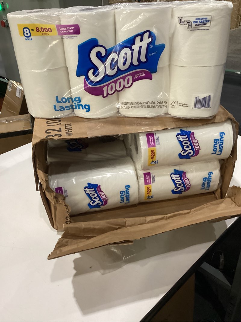 Condition photo showing New/Like New for Scott 1000 Trusted Clean Toilet Paper, 32 Rolls, Septic-Safe, 1-Ply Toilet Tissue