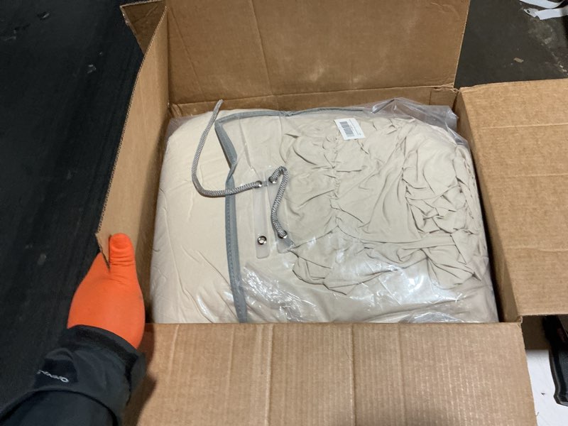 Condition photo showing Good Condition for lady ann oversized king bed comforter set- wheat ruched boho 120 x 120 comforter set for bedroom, 3 piece fluffy bedroom set with pillow shams soft all season bed sets oversized king (120"x120") wheat