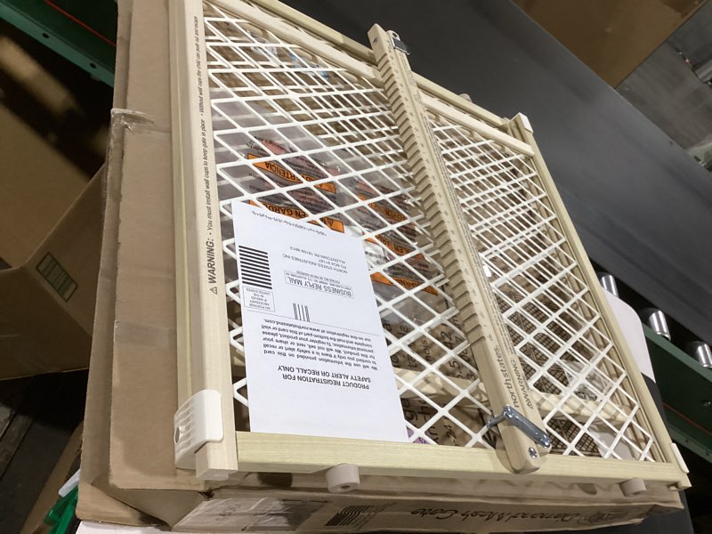 Condition photo showing Good Condition for toddleroo by north states - diamond mesh wooden baby gate: pressure mounted baby gate for doorways - adjustable 26.5 to 42 inches wide - 23 inches tall