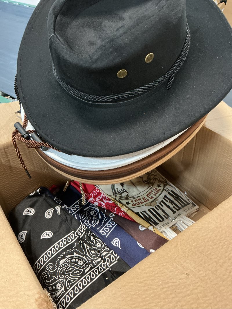 Condition photo showing Good Condition for 12set cowboy hats & bandanas,gift bags for western cosplay party bulk | 36pcs cowboy party gifts, cowgirl faux felt hat, women men, carnival costume accessories, fancy dress halloween party