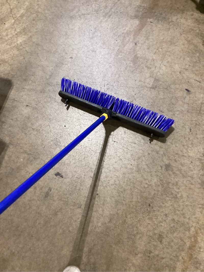 Condition photo showing As Is for quickie bulldozer 24-in poly fiber rough surface push to center push broom