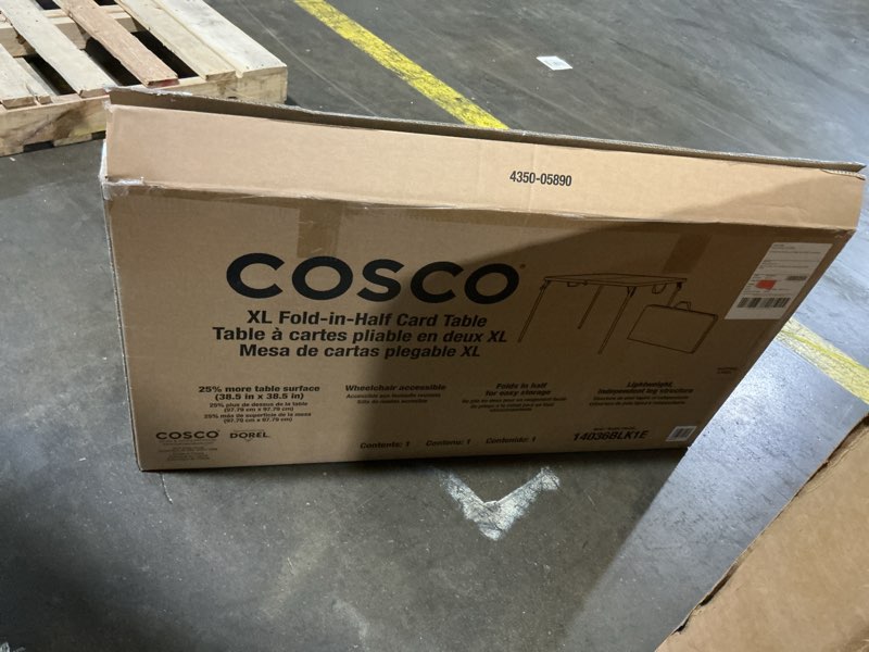 Condition photo showing New/Like New for coscoproducts cosco xl 38.5" fold-in-half card table w/handle, black, indoor & outdoor, wheelchair accessible