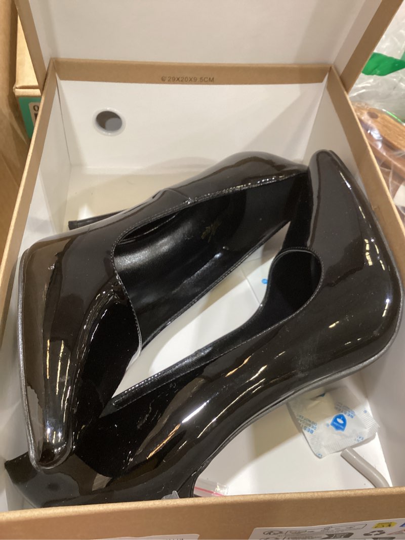 Condition photo showing Good Condition for genshuo women's 4.7 inch pumps pointy toe stiletto sexy high heels work party wedding shoes 8.5 all black