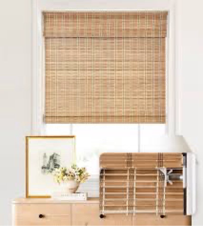 LazBlinds No Tools No Drill Cordless Bamboo Roman Shades, Light Filtering Window Treatment, Roll Up 42”w x72”h