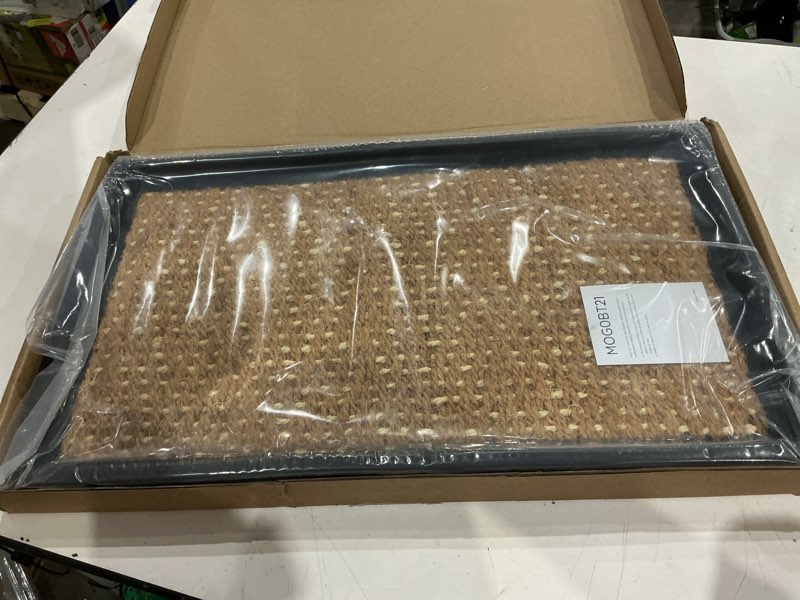 Condition photo showing Good Condition for anji mountain heavy duty waterproof rubber shoe storage mat organizer/boot storage tray multi use for entryway with coir, tan and khaki insert, fits 2 pair (24.5" wide) 24" x 14" x 1.5" tan and khaki insert