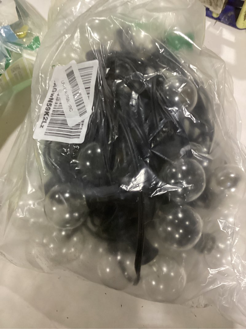 Condition photo showing New/Like New for Abeja 50FT G40 Globe String Lights, Outdoor Patio String Lights with 53 Edison Globe Bulbs(3 Spare), Hanging Bistro Light Waterproof for Balcony Party Wedding Market Cafe, Black 50FT Amber White-Black 50FT
