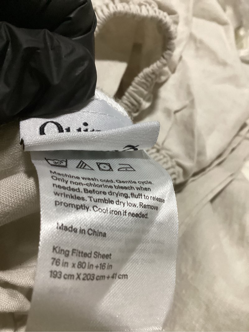 Condition photo showing As Is for quince european linen chambray sheet set king