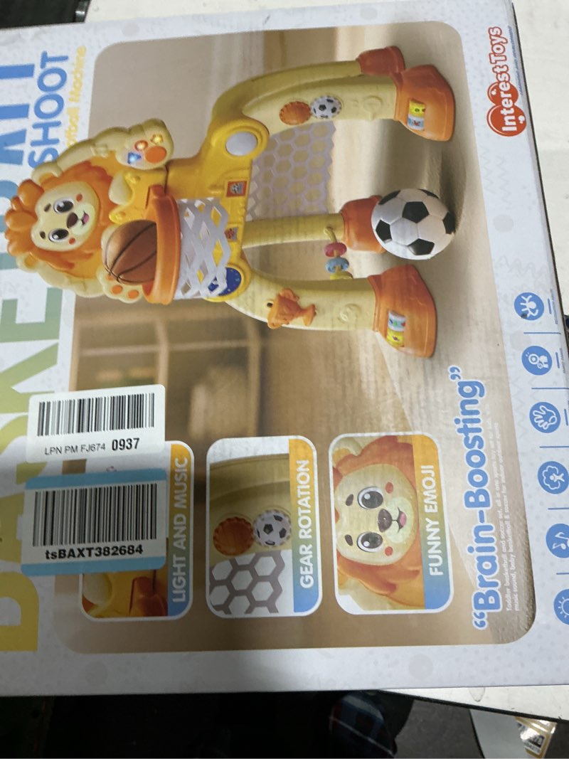 Condition photo showing Good Condition for Toddler Basketball Hoop Soccer Goal for Kids 1-3, Baby Toys for 1 Year Old Boy Gifts, Kids Sports Toy with Light Sound Music, Baby Interactive Toys for Christmas Birthday Gifts for Boy Girls Lion