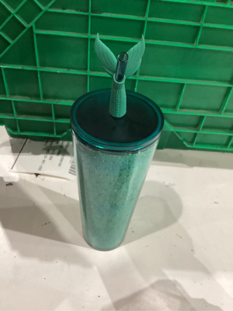 Condition photo showing As Is for 2025 starbucks siren mermaid iridescent teal cold cup