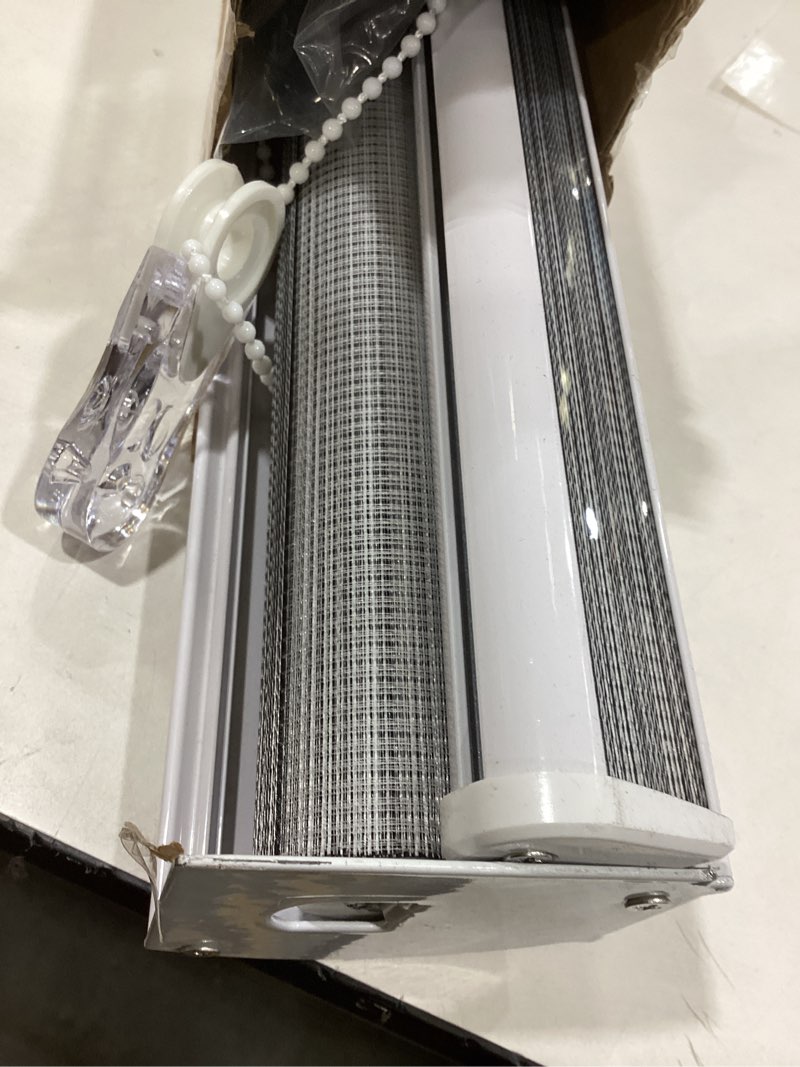 Condition photo showing Good Condition for zebra blinds for windows, free-stop zebra shades, dual layer light filtering sheer blinds for indoor windows, roller window shades for privacy (27" w x 72" h, grey) 27"w x 72"h grey