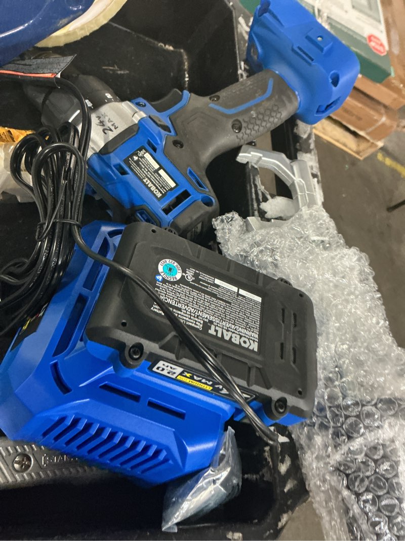 Condition photo showing As Is for kobalt 24-volt 1/2-in keyless brushless cordless drill 1 -batteries included