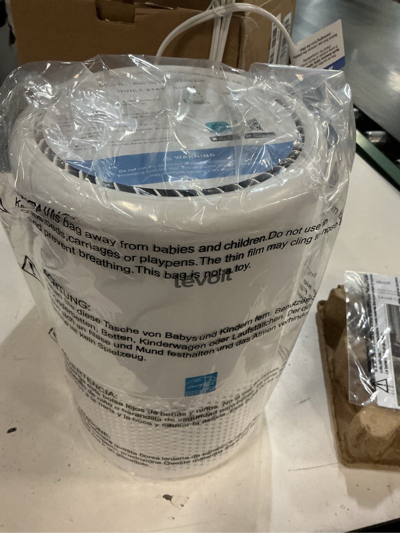 Condition photo showing New/Like New for levoit air purifier for home bedroom dorm room, smart & voice control, aham verified, 3-in-1 filter with hepa sleep mode, for pollen, pollutants, smoke, dander, dust, core 200s-p, white