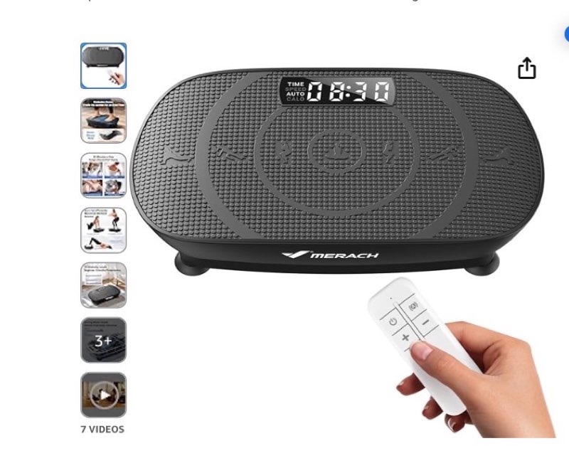 MERACH Vibration Plate Exercise Machine, Curved Vibration Plate for Lymphatic Drainage Weight Loss, Vibrating Plate with Real-Time Calorie Tracking on LED Display, Workout Equipment for Home Women Men