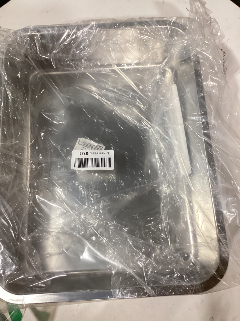 Condition photo showing As Is for Stainless Steel Litter Box, Metal Cat Litter Box with High Sides, Never Absorbs Odors, Non-Stick, Easy to Clean, Small Litter Tray for Kittens, Litter Tray, 17.7"×13.7"×3.9" 17.7"L×13.7"W×3.9"H