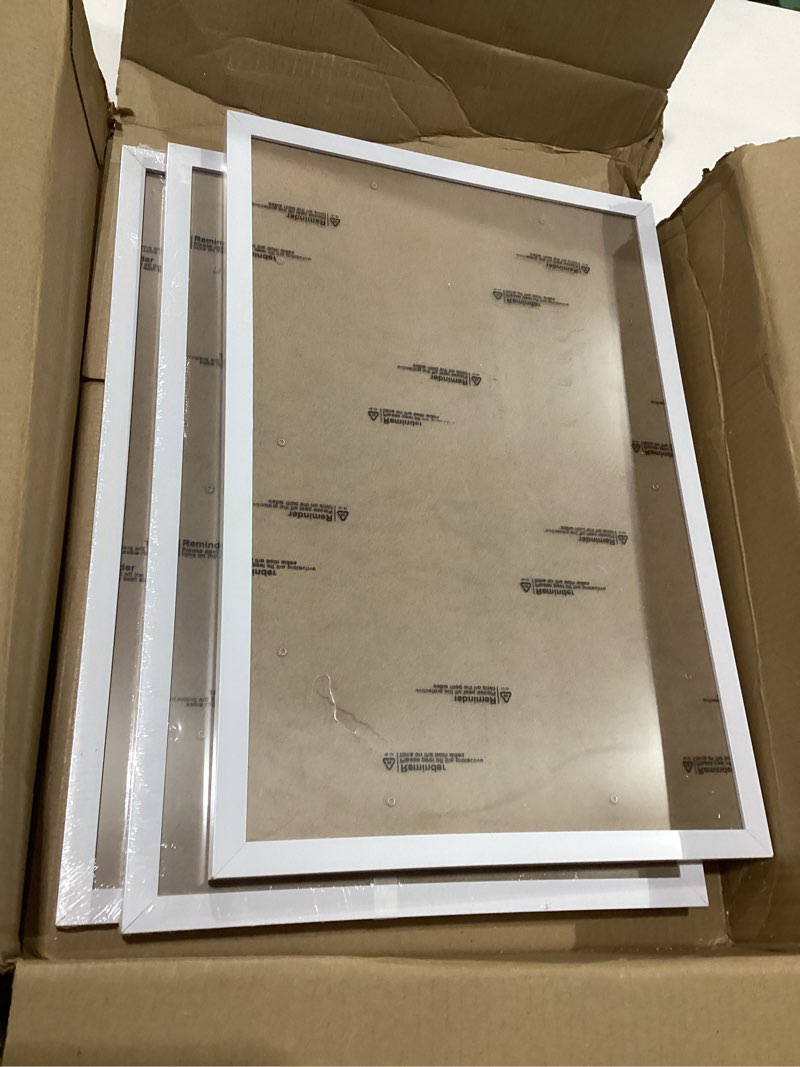 Condition photo showing New/Like New for White 12x18 Picture Frame Set of 3, High Transparent Frame for 12 By 18 Photo Collage Canvas Poster Size Wall Mount and Tabletop Horizontally Vertically (White, 12 x 18 inches)