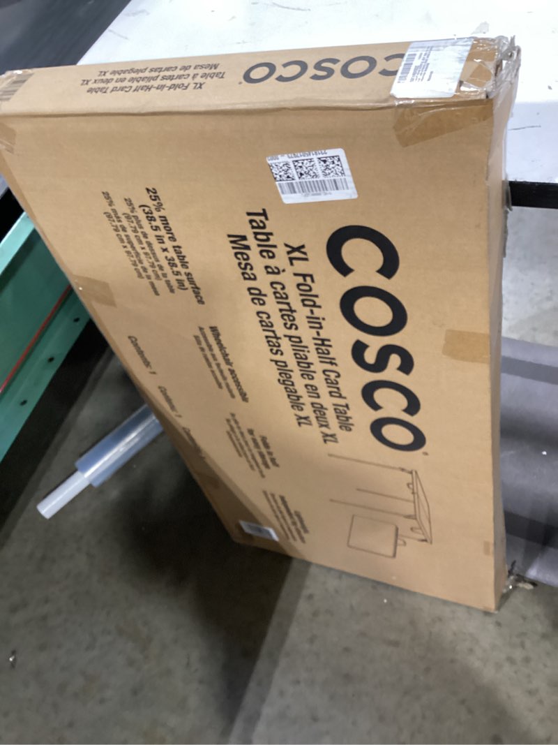 Condition photo showing As Is for coscoproducts cosco xl 38.5" fold-in-half card table w/handle, black, indoor & outdoor, wheelchair accessible