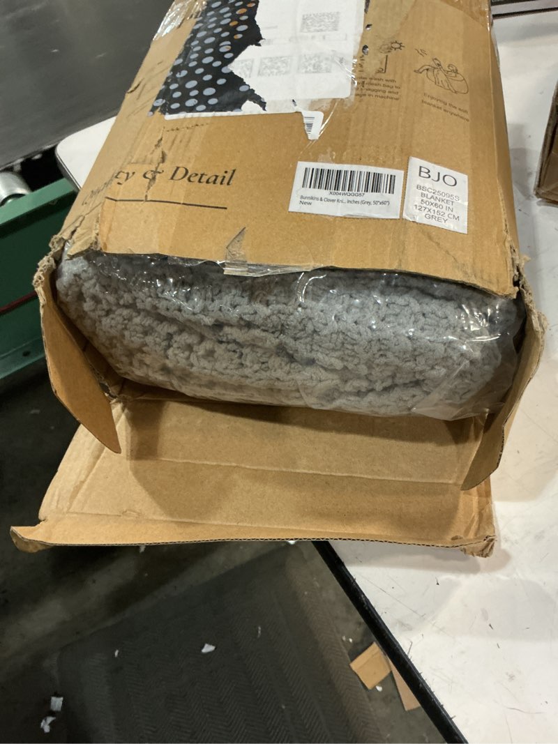 Condition photo showing New/Like New for bunnikins & clover kni.. inches (grey, 50\"x60\") new