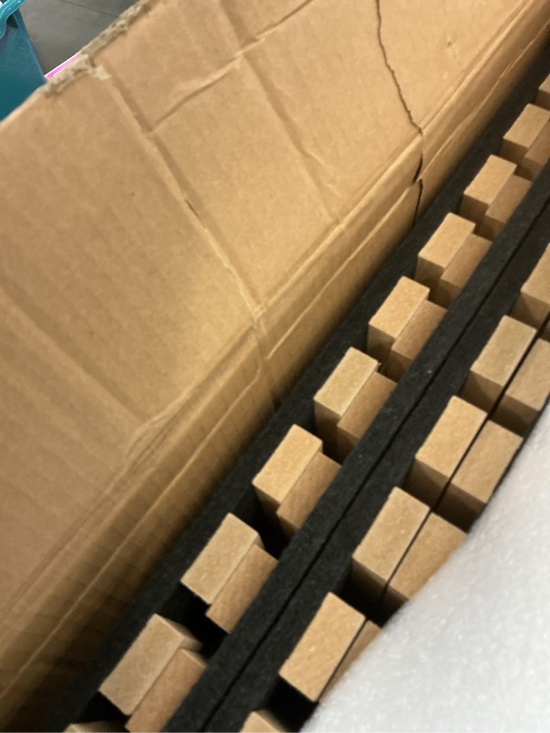 Condition photo showing As Is for Upick MDF Acoustic Wall Panels Sound Absorbing, 4 Pack 48 x 24 inch Sound Proof Foam Wall Panels & Wood Slat Wall Panels for Interior Wall Decor, Oak 4 Pack - 48 x 24 in Oak