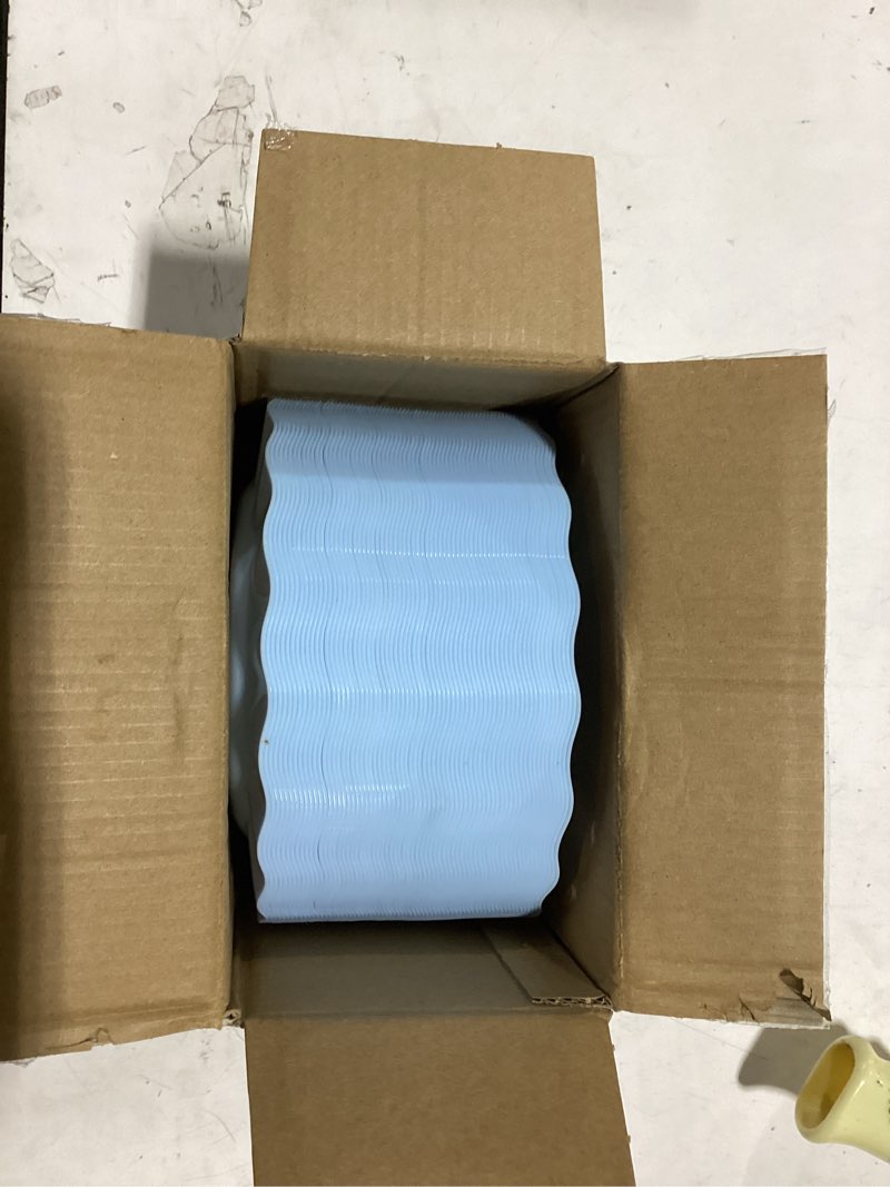Condition photo showing Good Condition for 72 pack blue plastic plates, 7" disposable wave edge salad/dessert plates elegant heavy duty plate for party, wedding, thanksgiving, christmas 7in blue