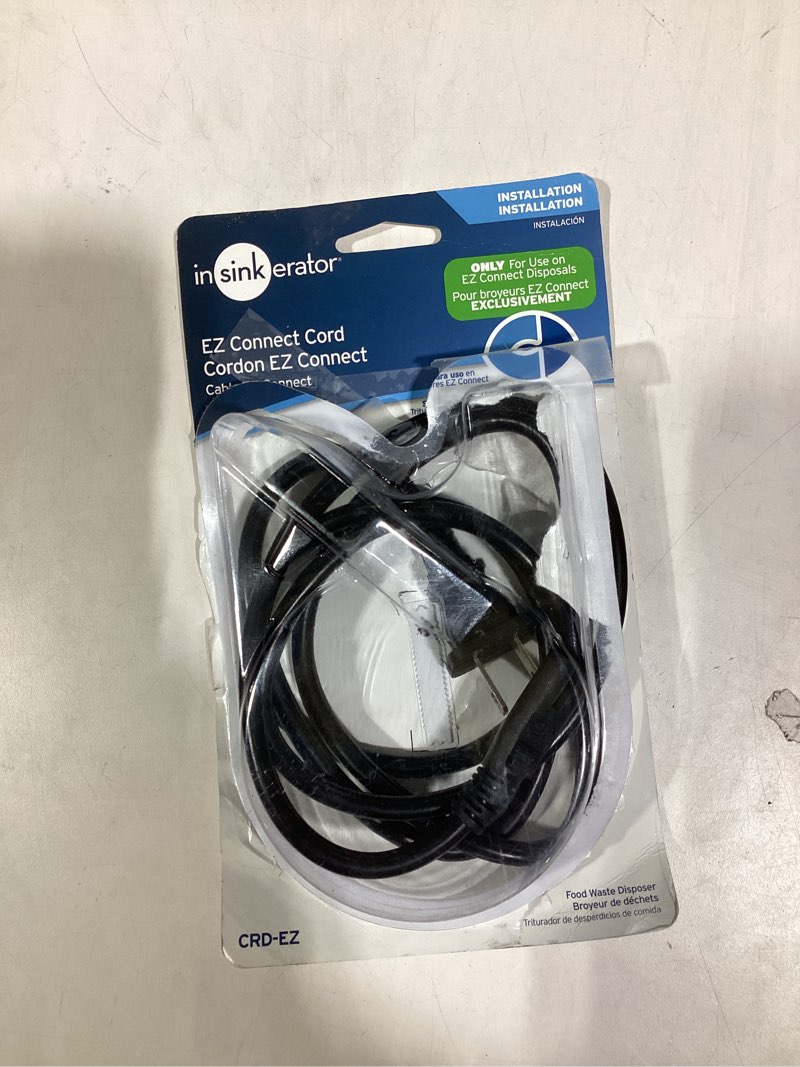 Condition photo showing As Is for INSINKERATOR Garbage Disposal EZ Connect 3-Foot Power Cord for EZ Connect Power and Advanced Series Continuous Feed Food Waste Disposer Models, CRD-EZ, Black