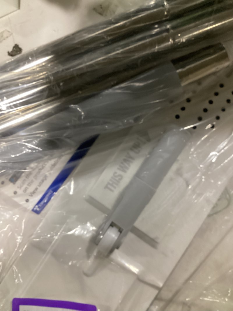 Condition photo showing As Is for joymoop flat mop, microfiber floor and wall cleaner, 60" long handle with 15" flat head with a pad - white white grey 60" mop with 15" mop-head