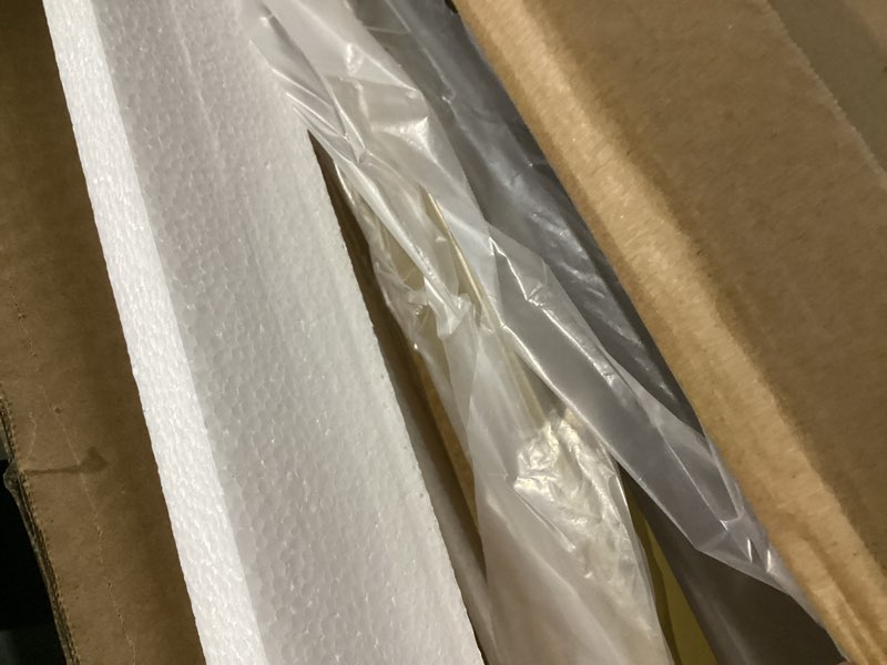 Condition photo showing New/Like New for Glass Coffee Table, Small Square Coffee Table for Living Room,Simple Modern Center Tables for Small Spaces, Gold Living Room Tea Tables Easy Assembly,26 * 26in?Gold & Clear Glass? Gold 39.4 x 18.9 x 17.7