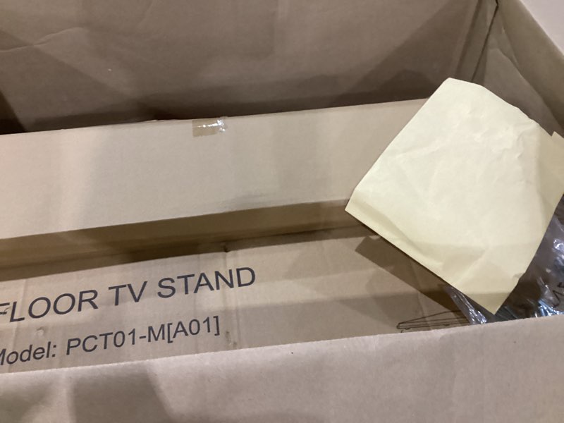 Condition photo showing Good Condition for universal floor tv stand,tv floor mount stand with power outlet for 32-75 inch tv up to 110 lbs, swivel and height adjustable tall tv stand for bedroom,office(tcp01-m-a01)