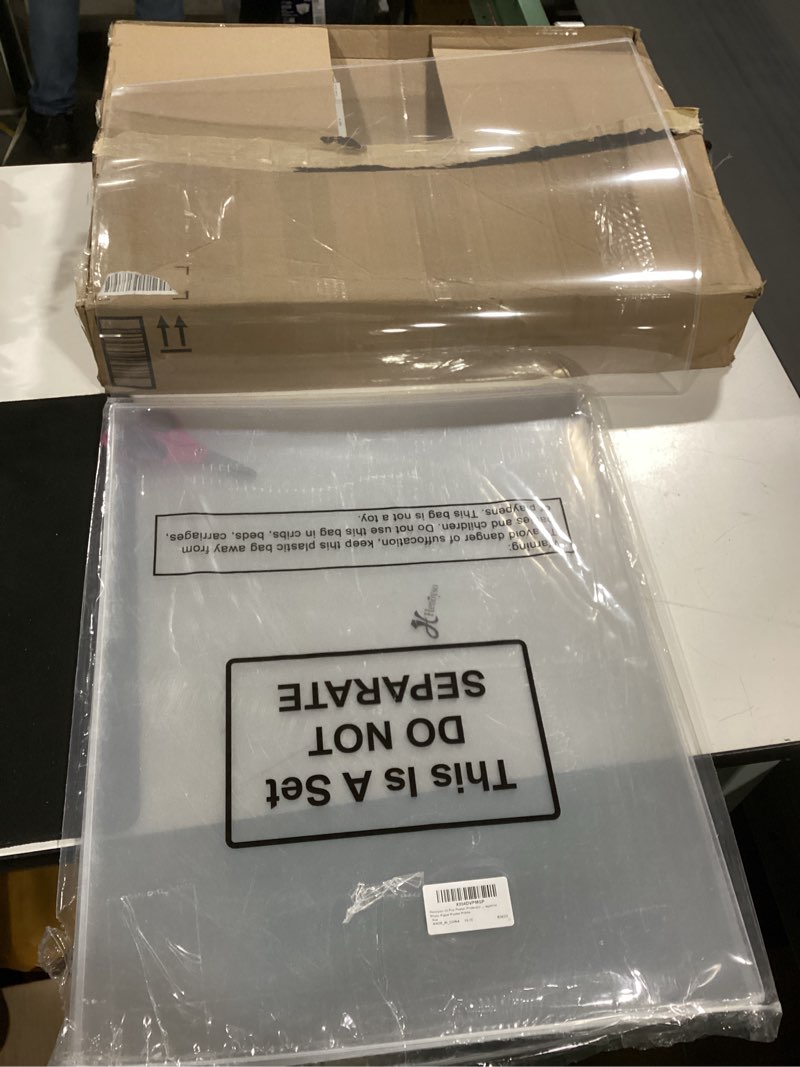 Condition photo showing As Is for henoyso 12 pcs poster protector sleeve 16 x 20 inch clear rigid print plastic protectors sheet heavy duty crystal frame holder for magazine photo paper poster prints 12 16 x 20 inch