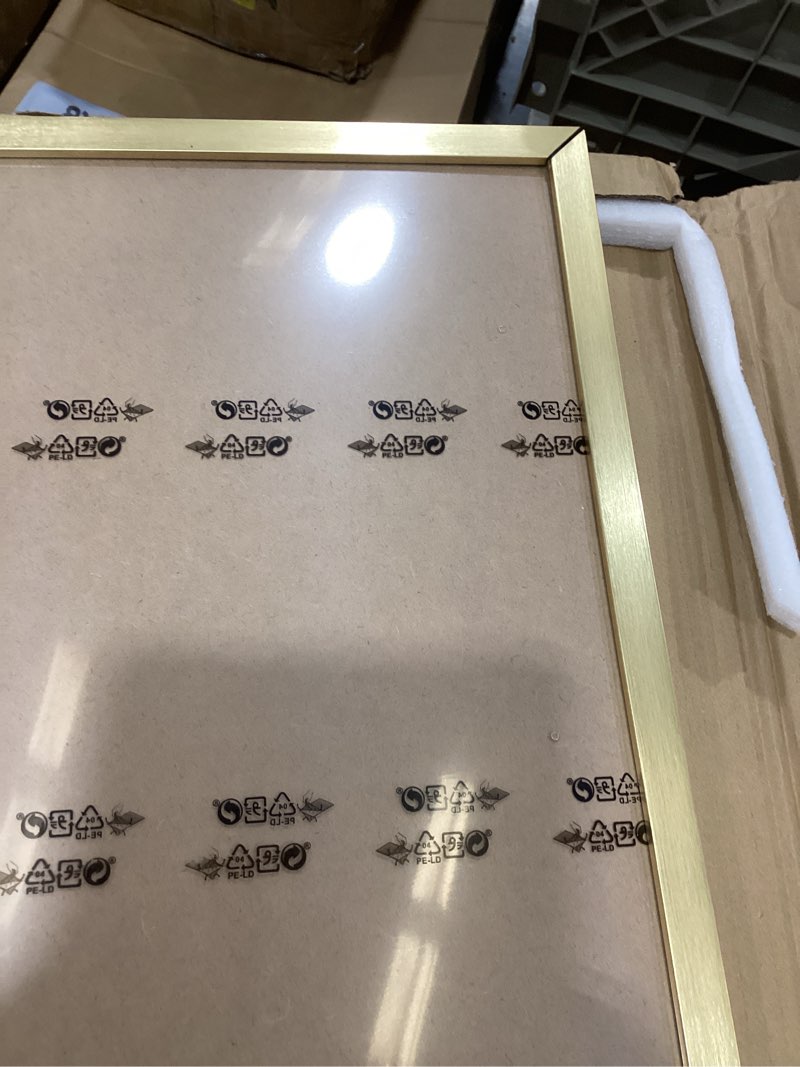 Condition photo showing As Is for 24x24 frame gold, modern 24x24 picture poster frame, horizontal vertical hanging, ornate 24 by 24 ga