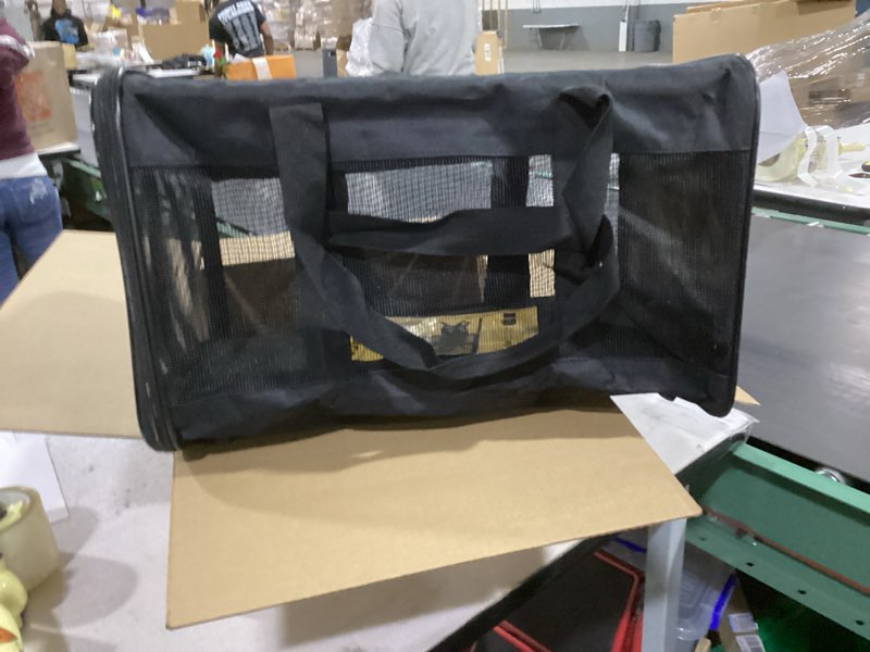 Condition photo showing Good Condition for Amazon Basics Soft-Sided Mesh Pet Travel Carrier for Dog, Cat, up to 16 pounds, 16.5" L x 10.6" W x 11" H, Black