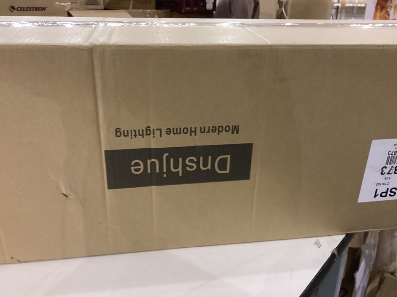 Condition photo showing New/Like New for Modern Chandelier, Anti-Glare LED Chandelier L39.4 inche Pendant Light with Remote Control Adjustable Color Temperature & Brightness for Dining Room Bar and Kitchen Island Lighting (Black) B - Black