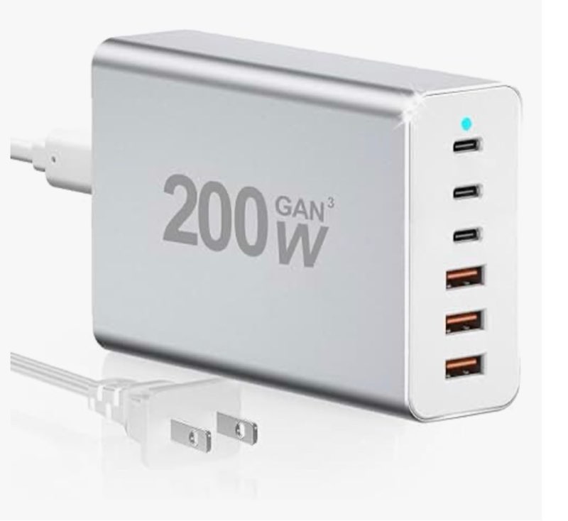 USB C Charger Block, 200W 6 Port Type C Charging Station Hub Block Cube, Wall Charger Adapter Plug f