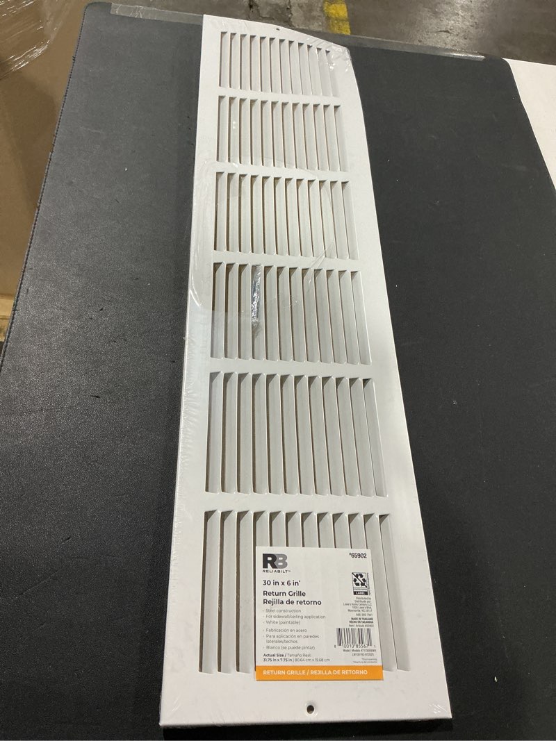 Condition photo showing As Is for WARPED RELIABILT 30-in x 6-in Steel White Sidewall/Ceiling Grille
