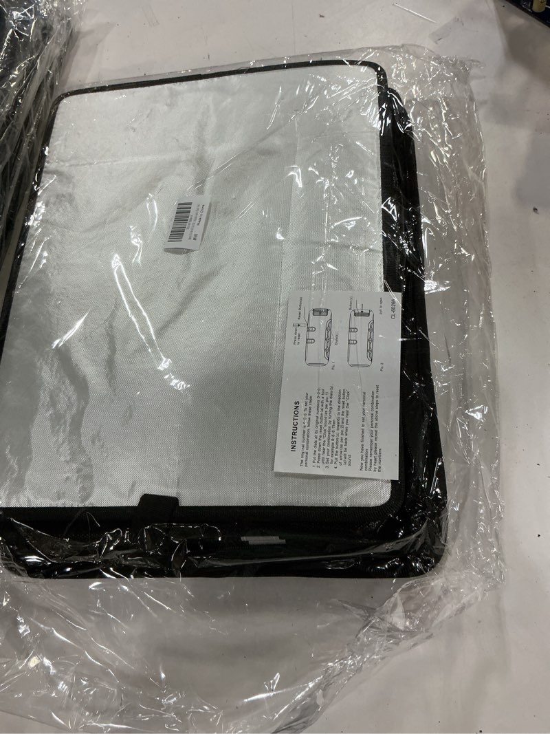 Condition photo showing New/Like New for File Box with Lock 5200°F, 6 Layers of Functional Materials of Fireproof Document File Organizer Box with Water-Resistant Zipper & Adjustable Handle (Black, Grey)