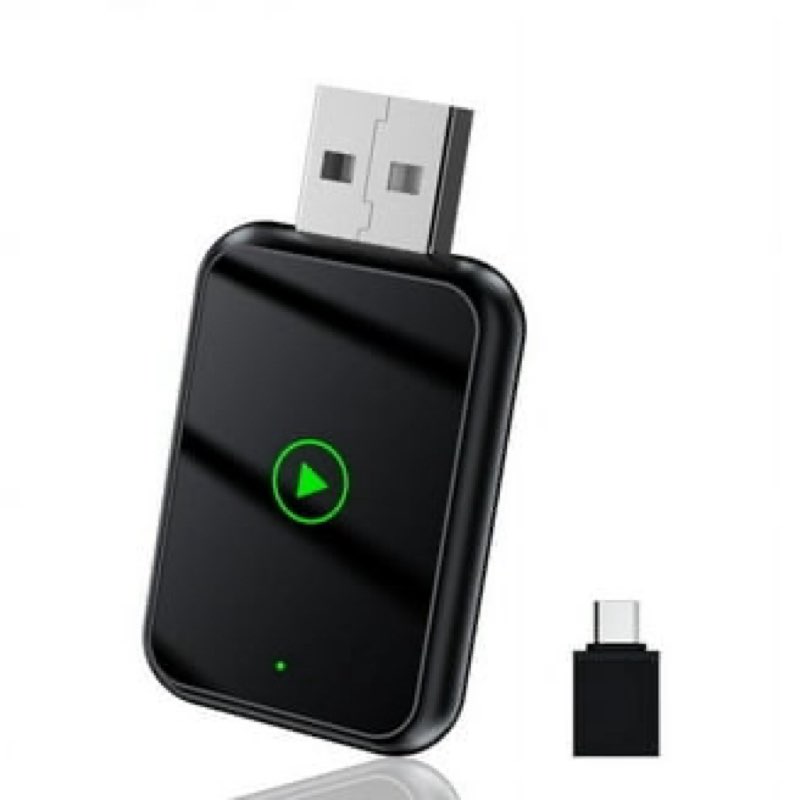 (similar to stock photo) wireless carplay adapter, 2025 upgraded 2-in-1 mini size carplay & android auto, convert wired to wi