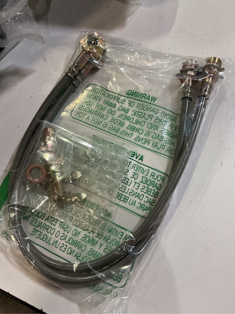 Condition photo showing Good Condition for universal 7/16" braided stainless steel disc brake hose kit (includes hardware) compatible with chevelle disc brakes gm 1964-1972