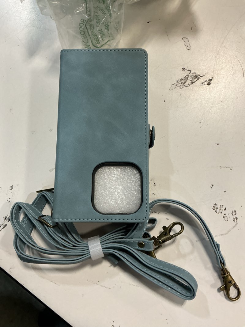 Condition photo showing New/Like New for Wallet Case for iPhone 15 Pro with Card Holder/Crossbody Wallet/Strap,[RFID Blocking][Magnetic] PU Leather Shockproof Protective Cover iPhone 15 Pro Phone Case,6.7 in,Blue Blue for iPhone 15 Pro(6.1")