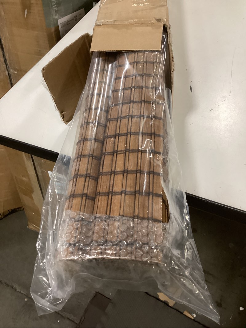 Condition photo showing Good Condition for UNISHADES Cordless Bamboo Roman Shades for Windows, 100% Blackout Backing Fabric for Light Blocking,
