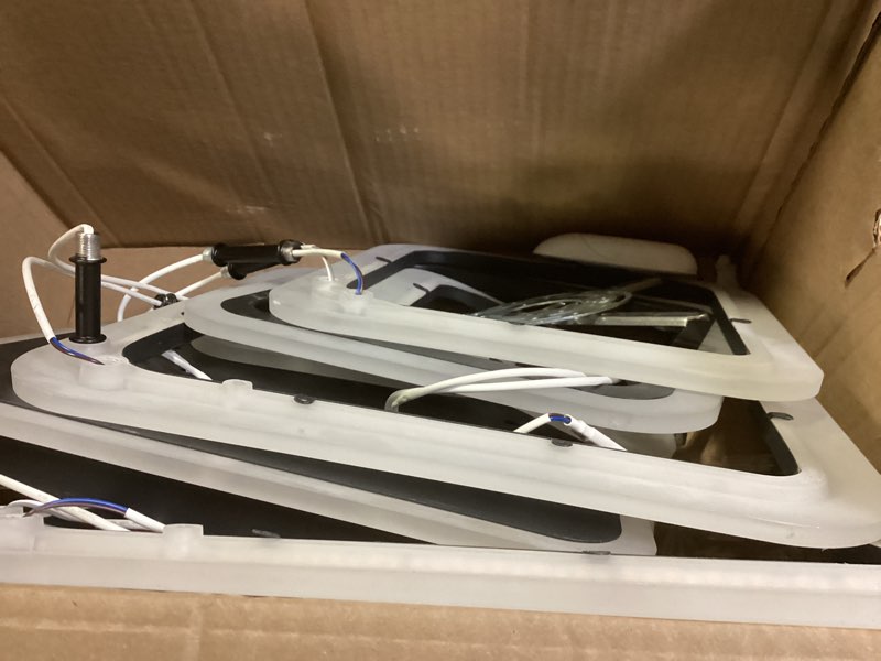 Condition photo showing Good Condition for Modern LED Ceiling Lights for Bedroom 40.2'' Dimmable Square 6+1 Rings Ceiling Lights for Living Room with Remote Control 130W Black for Kitchen,Balcony, Bedroom Black 7 Light-40 inch