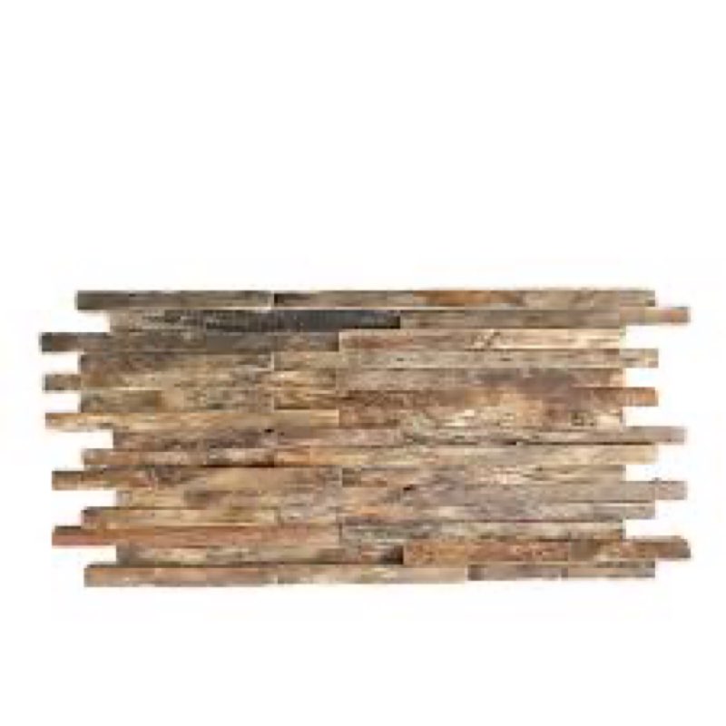 23 3/4"W x 11 7/8"H x 3/4"P Stacked Boat Wood Mosaic Wall Tile, Natural Finish (6-Pack)