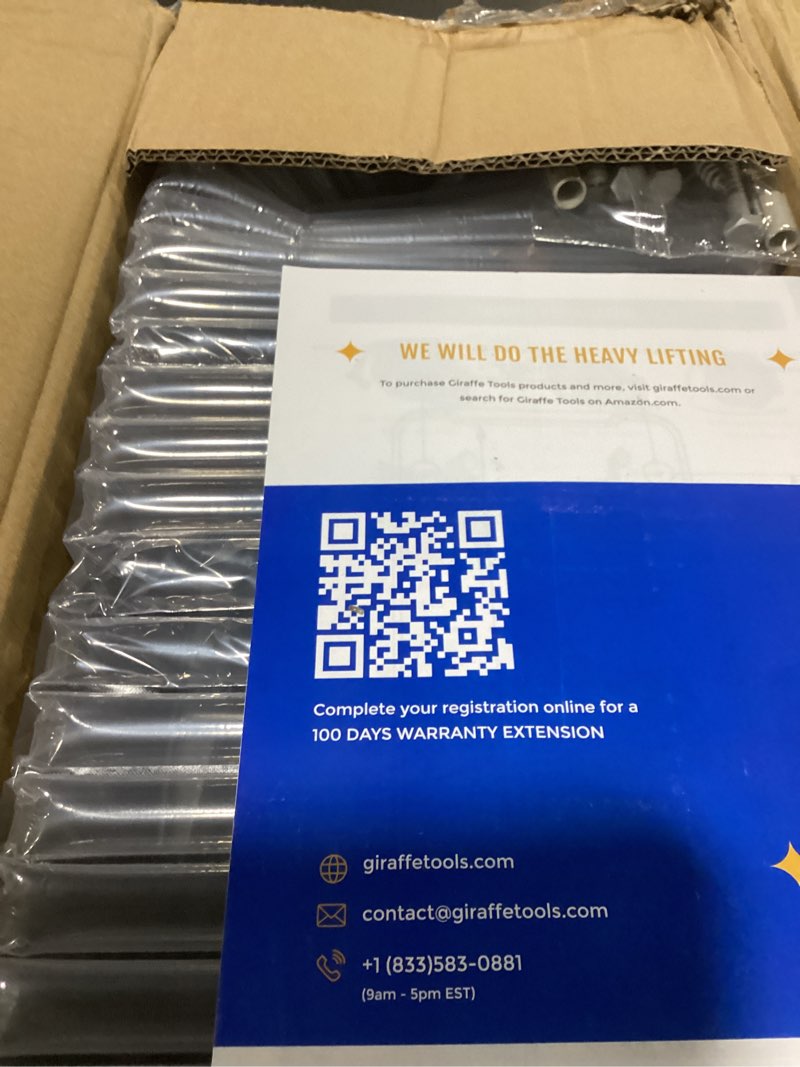 Condition photo showing As Is for giraffe tools hose reel 1/2‘’ 78 ft, heavy duty retractable garden hose reel with any length lock, slow return system, wall mounted and 180 deg swivel bracket 1/ 2"78 ft