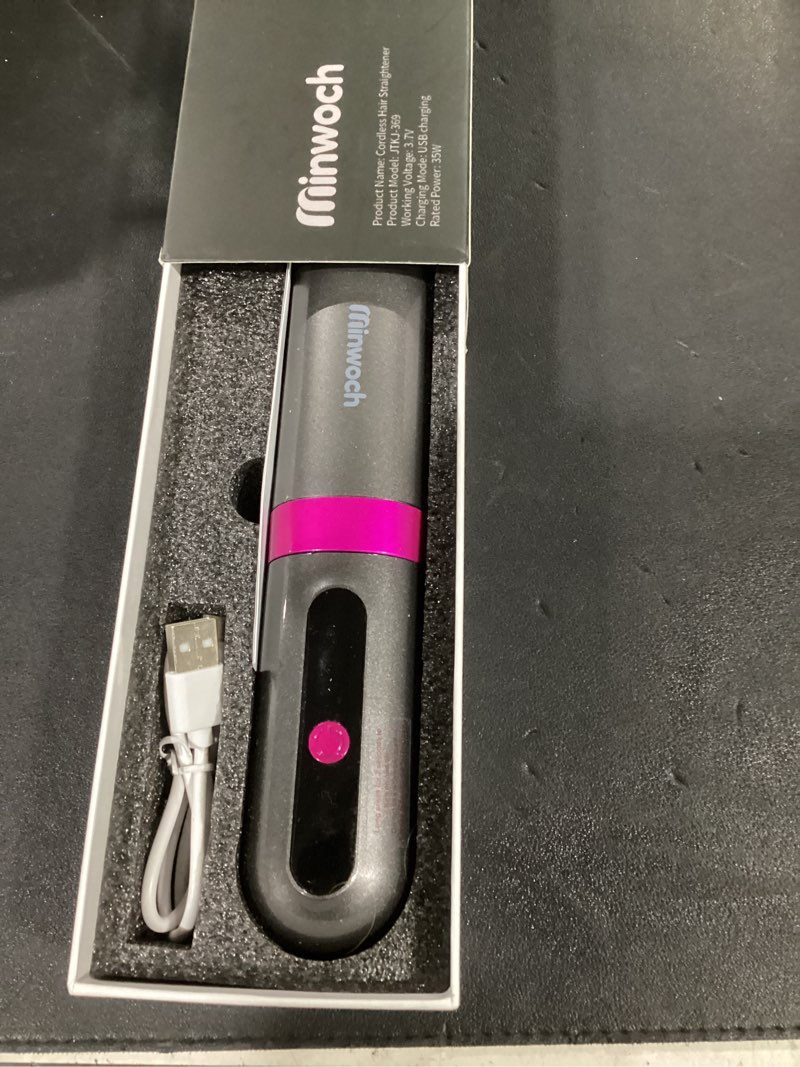 Condition photo showing Good Condition for go brush pro 2026 cordless hair straightener brush, 300m negative ionic anti-frizz, mch fast heating, 3 temp, 4000mah type-c, portable travel styling tool for women silver gray
