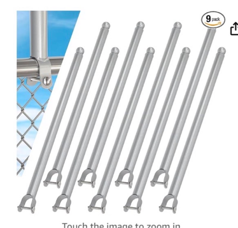 9 pack chain link fence extension, 25.2'' fence extension height, galvanized post extender for dogs and privacy (1-3/8'') silver