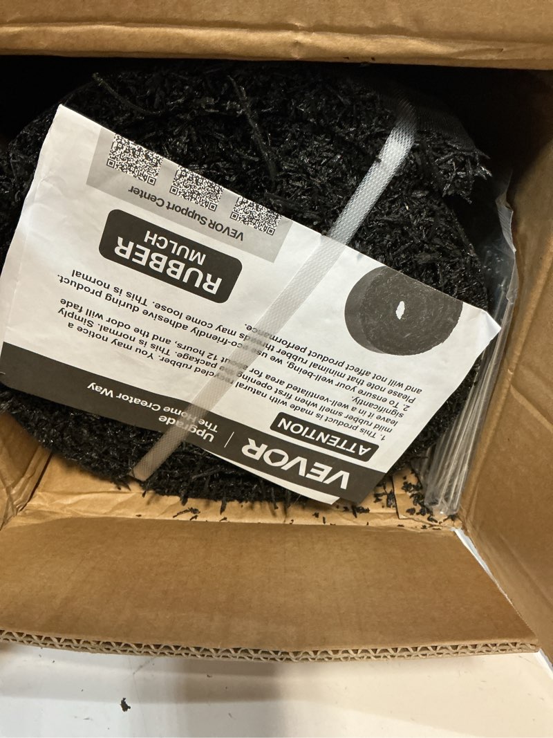 Condition photo showing Good Condition for vevor rubber mulch mat roll, 4 rolls 120 x 4.5 in, recycled rubber permanent mulch edging border, natural-looking flower barrier with stakes, 0.5 in thick cuttable garden edgings for landscaping