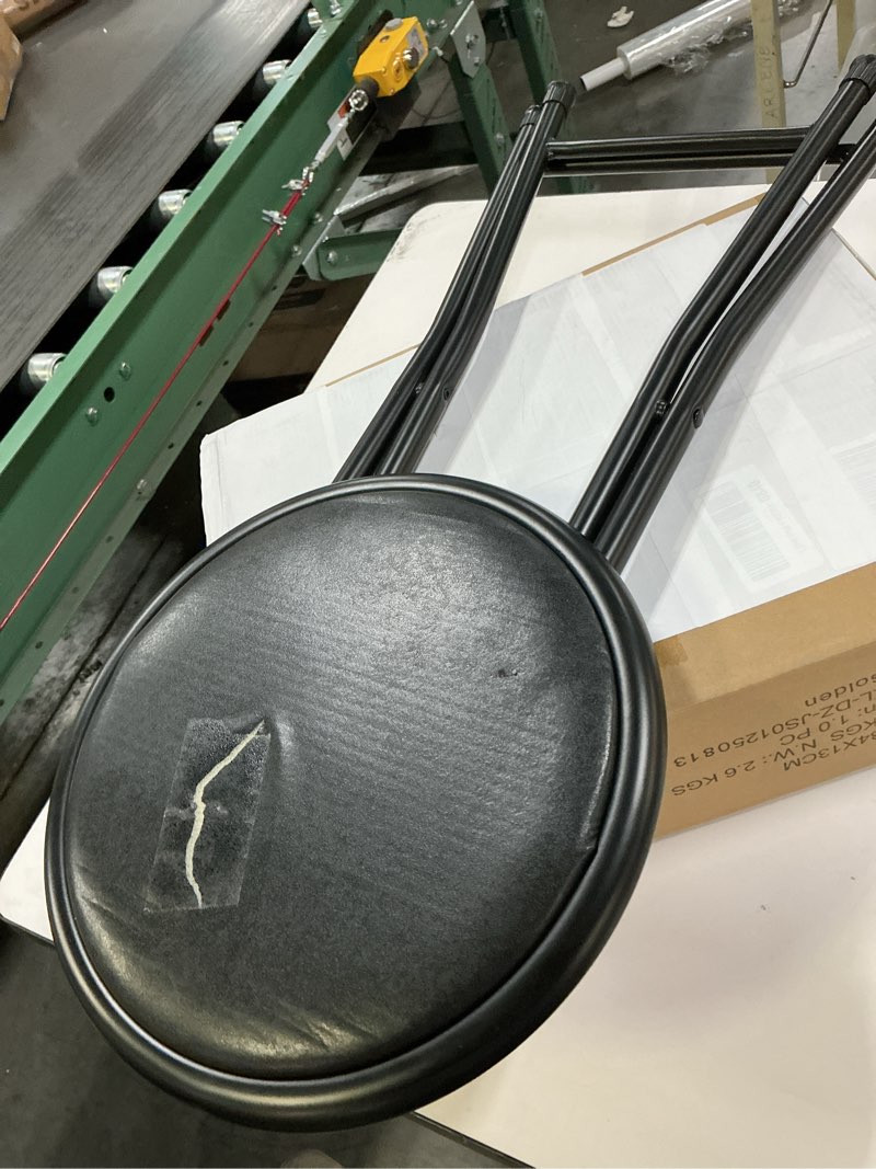 Condition photo showing As Is for Folding Stool - Backless 18-Inch Stool with 225lb Capacity for Kitchen or Rec Room - Portable Indoor Counter Bar Stools by Lavish Home (Black) Single Stool Black