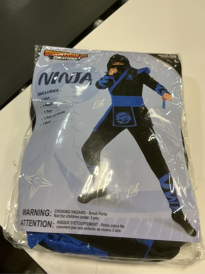 Condition photo showing New/Like New for Spooktacular Creations Men Ninja Costume, Halloween Costume Adult Ninja for Halloween Cosplay Party Blue Large