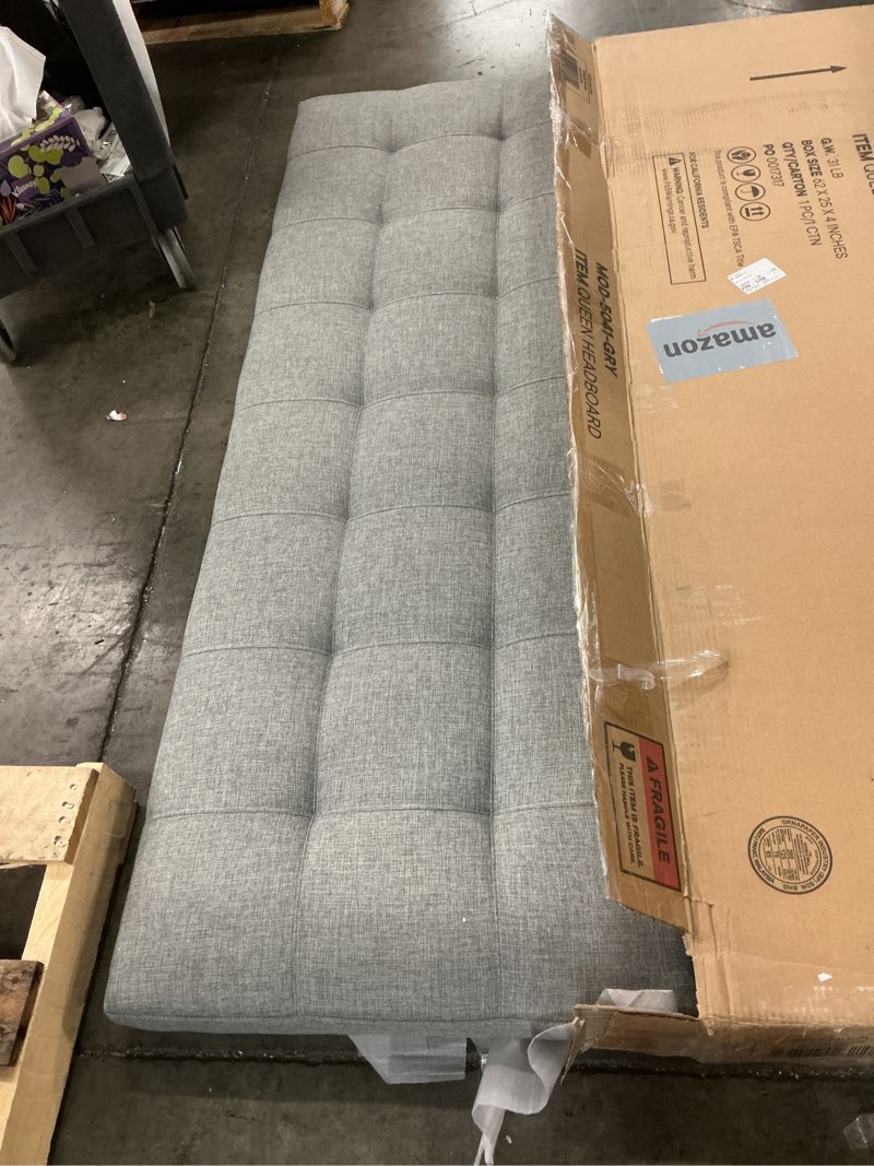 Condition photo showing Good Condition for Queen Lily Upholstered Fabric Headboard Gray - Modway