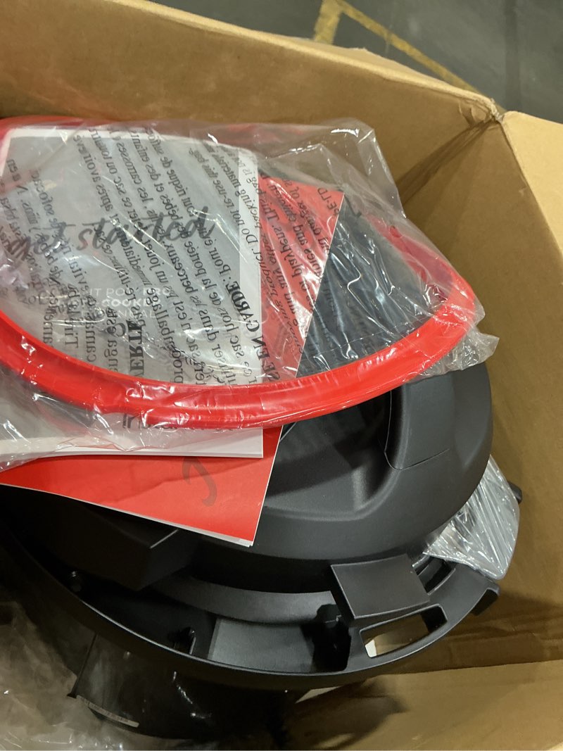 Condition photo showing As Is for instant pot pro (8 qt) 10-in-1 pressure cooker, slow cooker, rice/grain cooker, steamer, sauté, sous vide, yogurt maker, sterilizer, and warmer, includes app with over 800 recipes, black 8 quarts